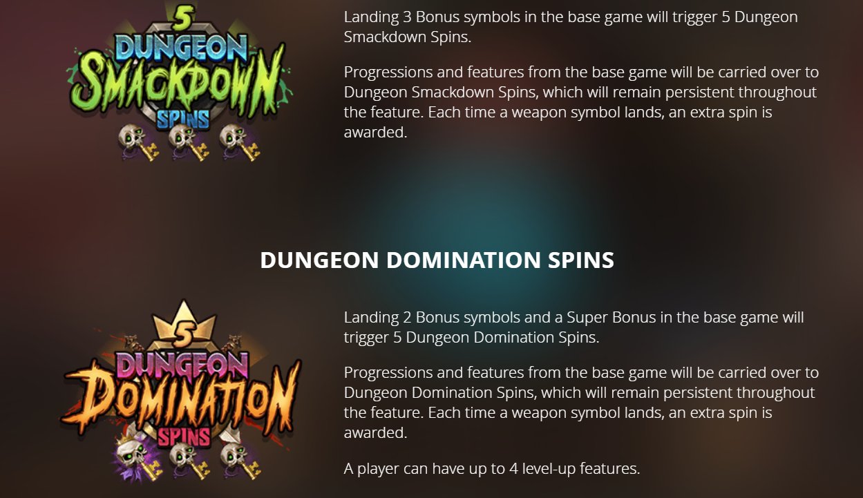 Dungeon Smackdown and Domination Spins trigger rules in Kill Em All