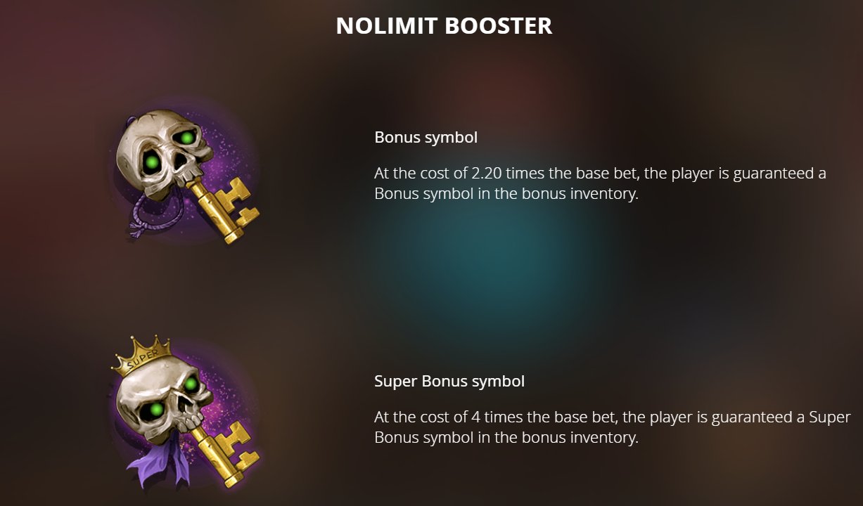 Nolimit Booster menu in Kill Em All showing bonus symbol and super bonus symbol purchase options